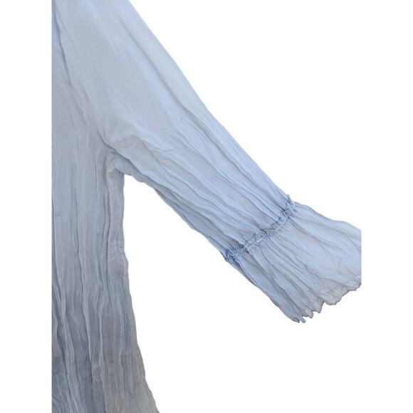 Soft Surroundings Periwinkle Blue Chiffon Ruffle Hem 3/4 Sleeve Tunic Blouse M - Picture 3 of 5